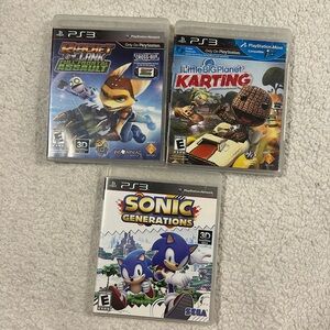 PS3 Video games (3) pre-owned, Little Big Planet, Ratchet & Clank, Sonic